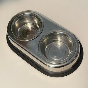 Boots & Barkley Silver and Black Dog Bowl Feeder